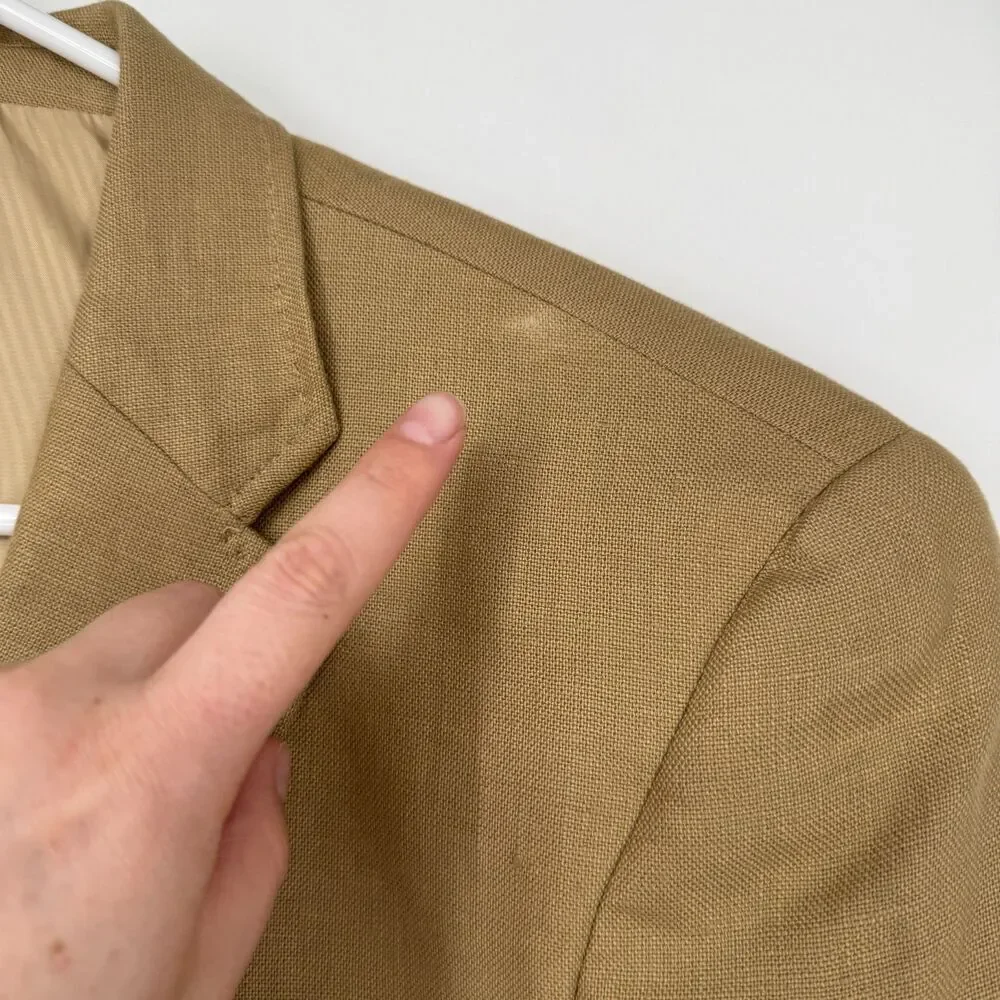 Baird McNutt Murano Blazer Mens Medium Tan Linen 2 Button Jacket Preppy Light